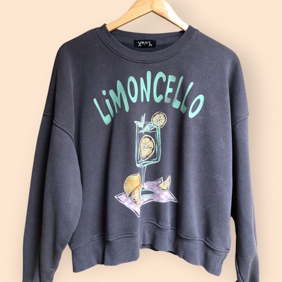 Vinyl Icons Limoncello Graphic Print Crewneck Sweatshirt Oversized Crop Women M - Picture 2 of 9
